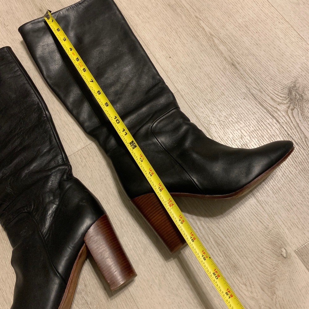Land's End Women's Stanton‎ High Heel "Black" Leather Pull On Boots Size 7.5 B - Picture 3 of 14